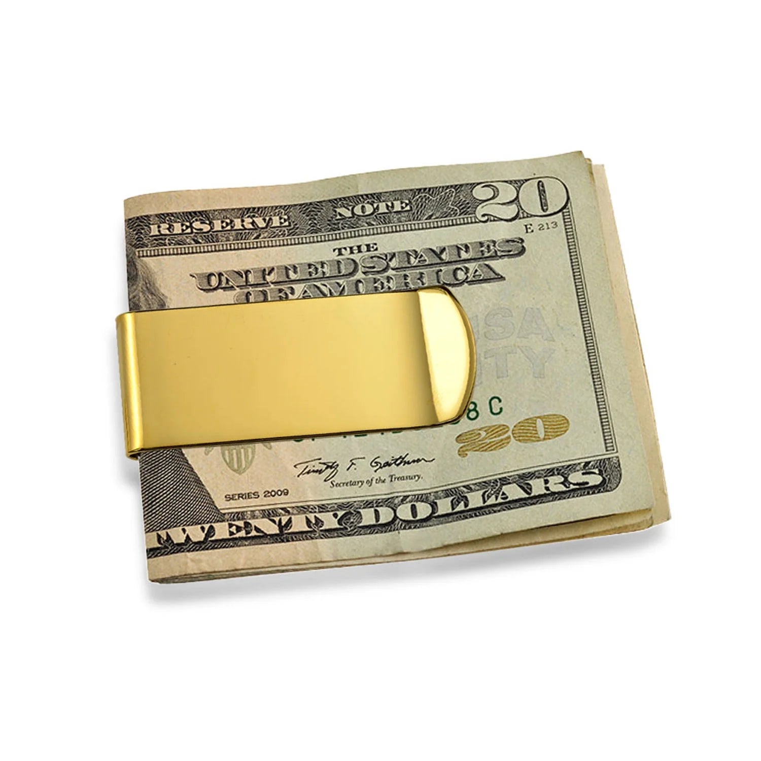 Mens Basic Large Wide Strong Money Clip Card Holder Gold Plated Stainless Steel