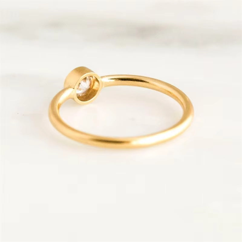 14K Gold Filled Birthstone Ring 4MM Zircon Knuckle Ring Boho Gold Jewelry Anillos Mujer Minimalistic Bohemian Ring for Women