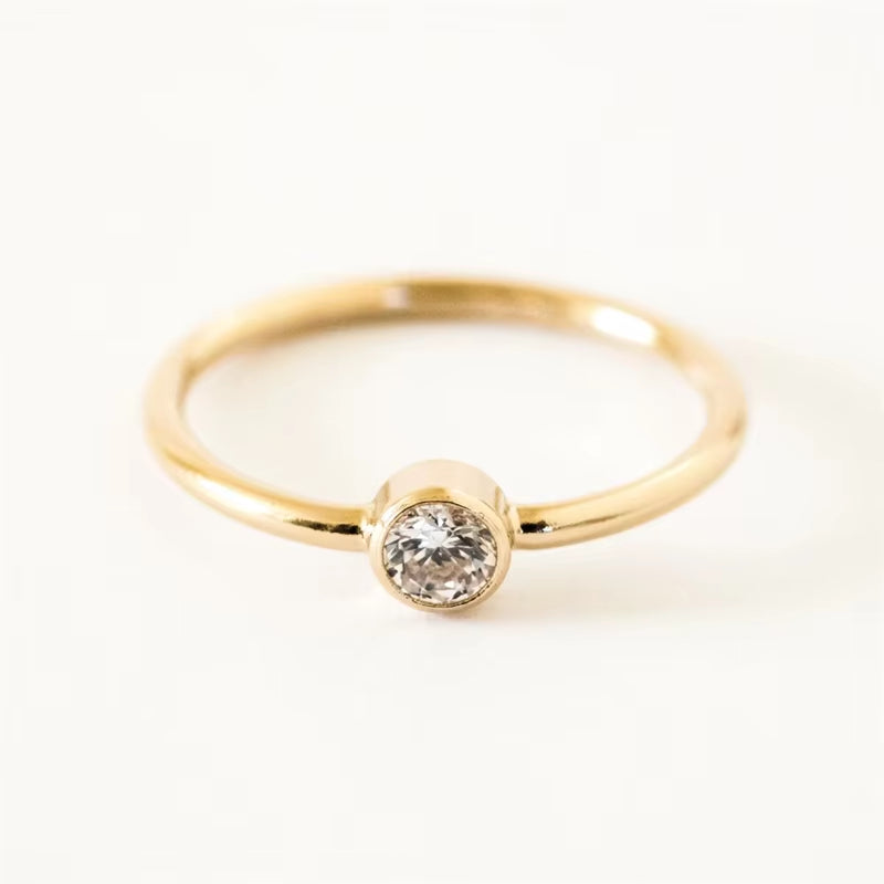 14K Gold Filled Birthstone Ring 4MM Zircon Knuckle Ring Boho Gold Jewelry Anillos Mujer Minimalistic Bohemian Ring for Women