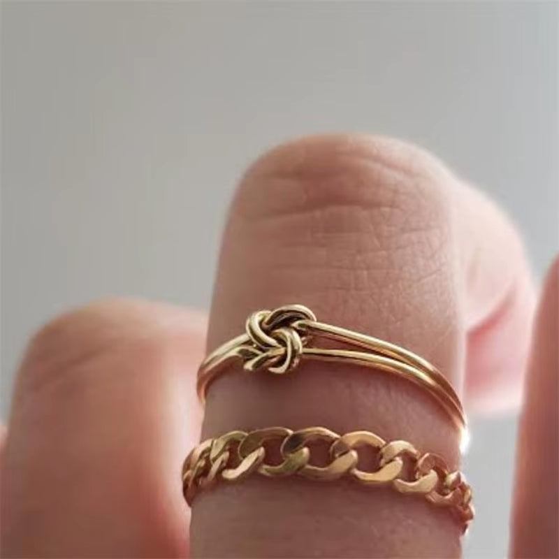 Knot Ring14K Gold Filled Knuckle Ring Boho Gold Jewelry Anillos Mujer Minimalistic Stacking Bohemian Ring for Women