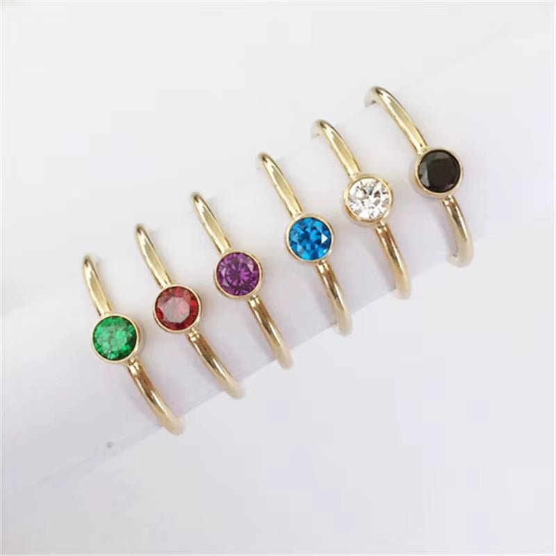 14K Gold Filled Birthstone Ring 4MM Zircon Knuckle Ring Boho Gold Jewelry Anillos Mujer Minimalistic Bohemian Ring for Women