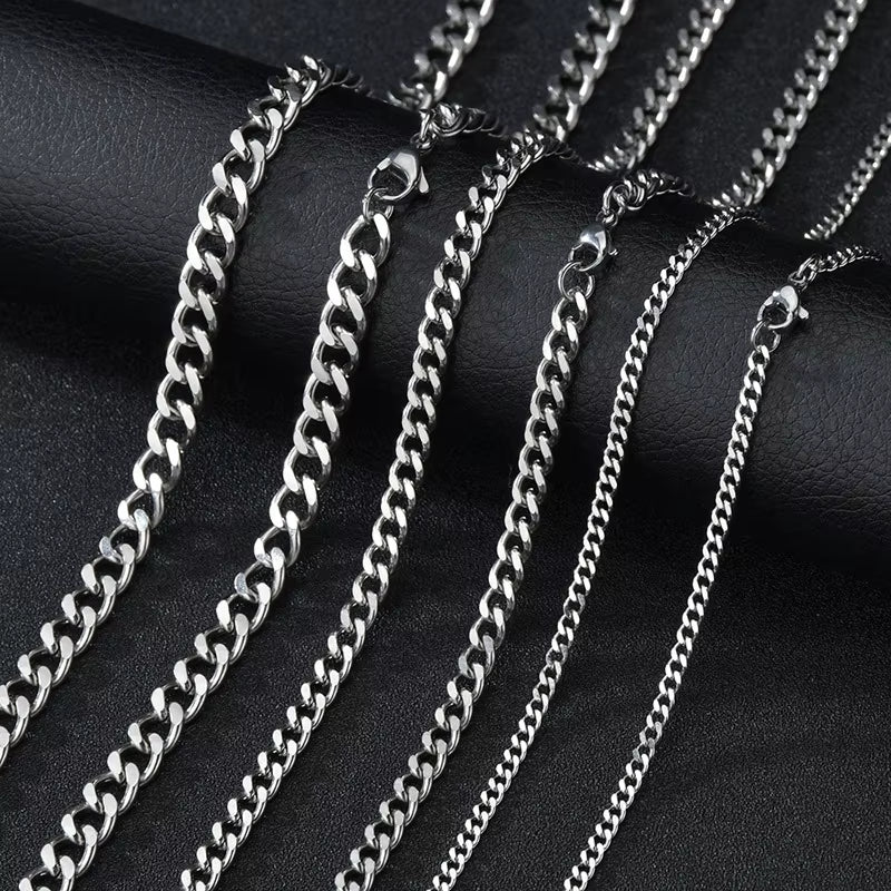 Men Stainless Steel Basic Chain Necklace Titanium Steel Jewelry Cuban Chain for Women