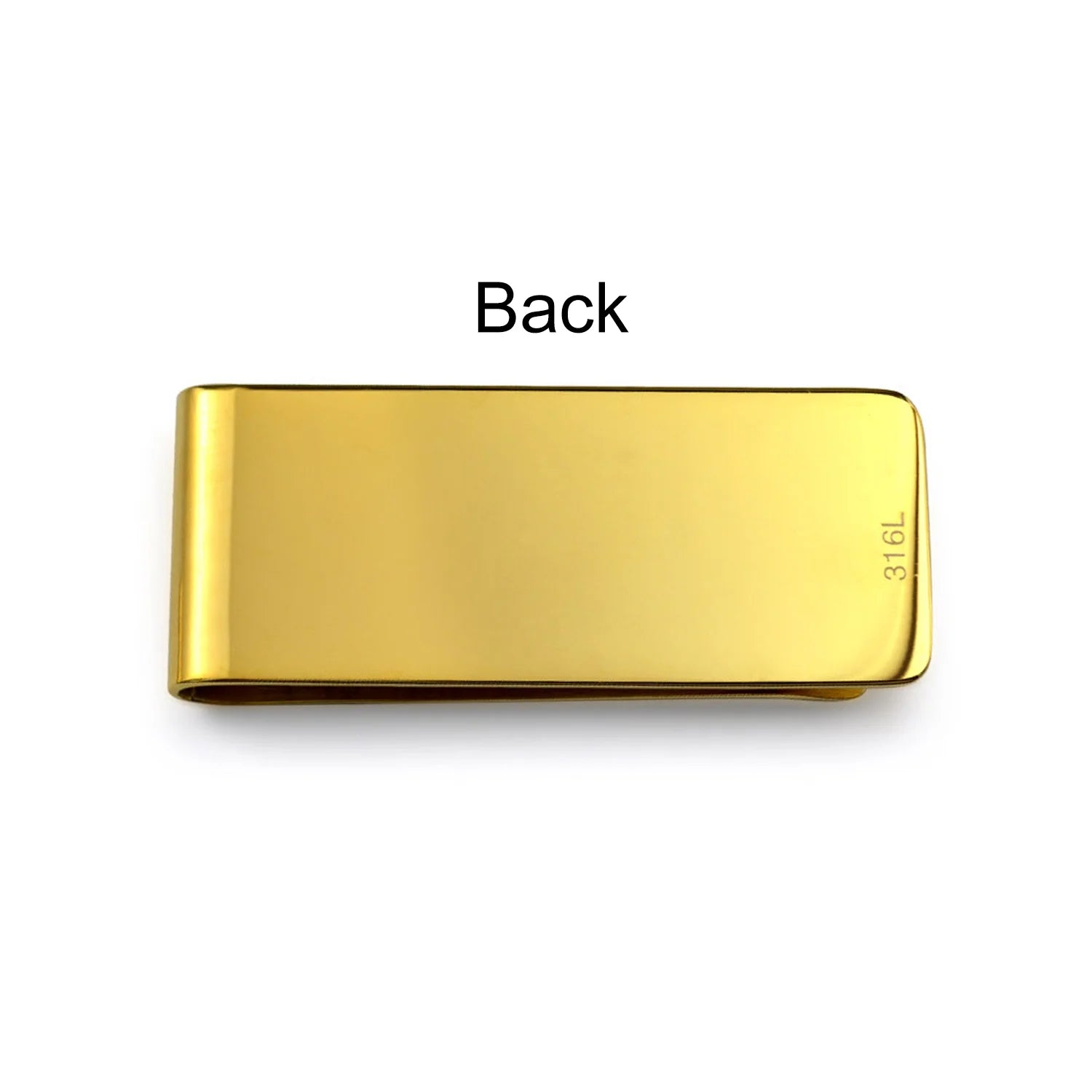 Mens Basic Large Wide Strong Money Clip Card Holder Gold Plated Stainless Steel