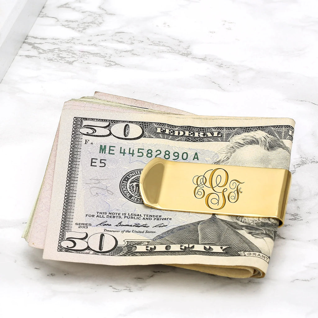 Mens Basic Large Wide Strong Money Clip Card Holder Gold Plated Stainless Steel