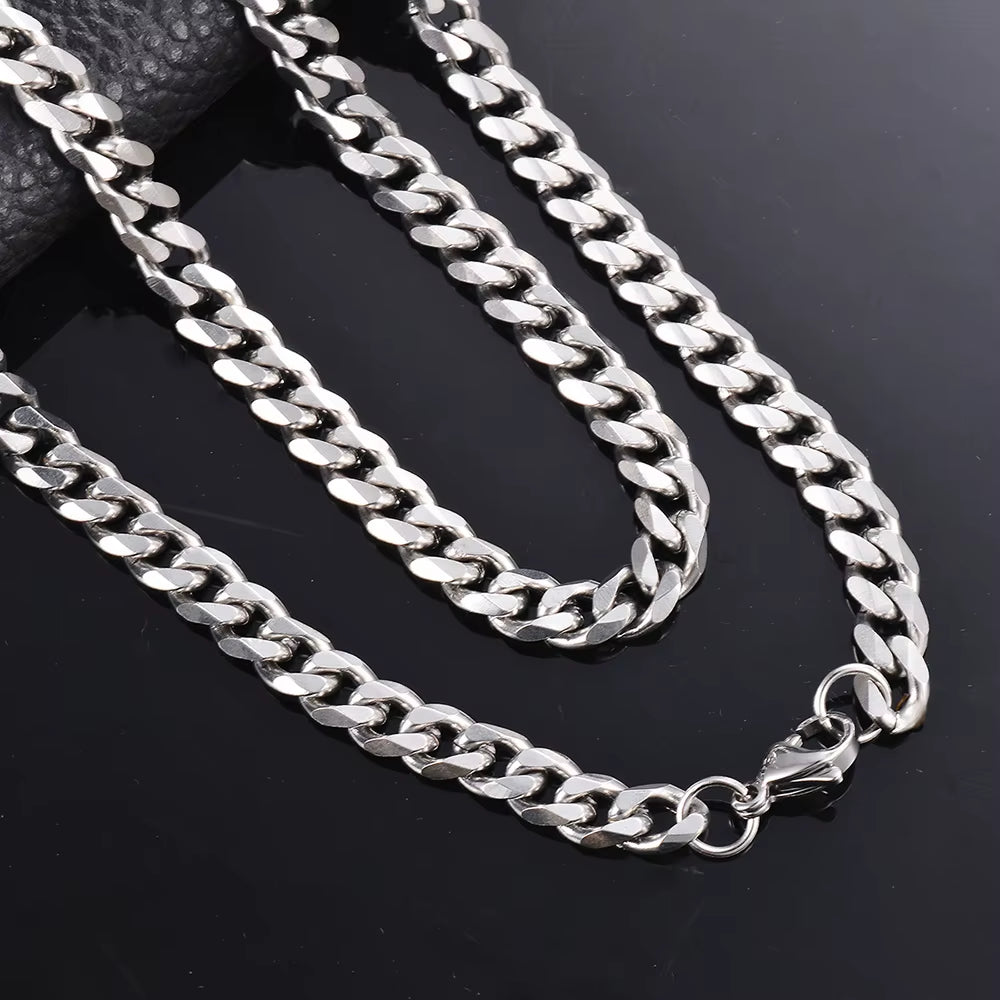 Men Curb Chain Necklace 3.5Mm-9Mm Stainless Steel Basic Punk Cuban Link Chain Necklaces for Male Jewelry Hip Hop