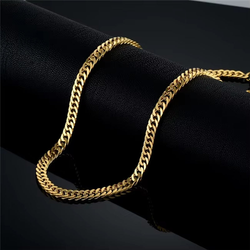 Vintage Long Gold Chain for Men Cuban Necklace New Hiphop Gold Color Stainless Steel Women Punk Collar Jewelry Chain Chokers