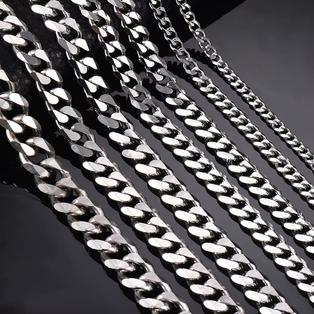 Men Curb Chain Necklace 3.5Mm-9Mm Stainless Steel Basic Punk Cuban Link Chain Necklaces for Male Jewelry Hip Hop