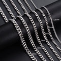Men Curb Chain Necklace 3.5Mm-9Mm Stainless Steel Basic Punk Cuban Link Chain Necklaces for Male Jewelry Hip Hop