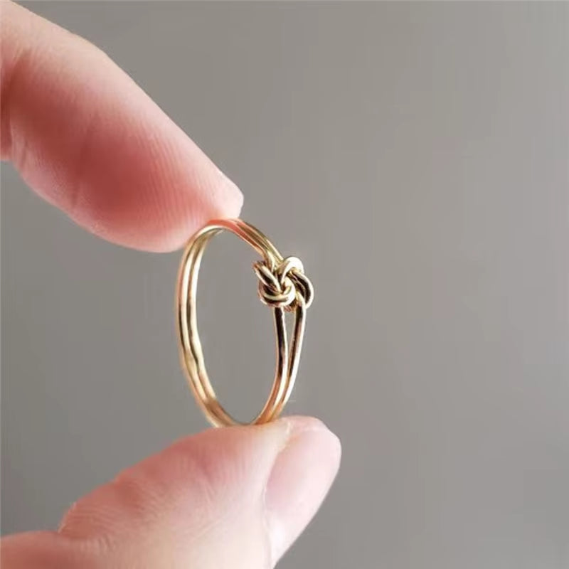 Knot Ring14K Gold Filled Knuckle Ring Boho Gold Jewelry Anillos Mujer Minimalistic Stacking Bohemian Ring for Women